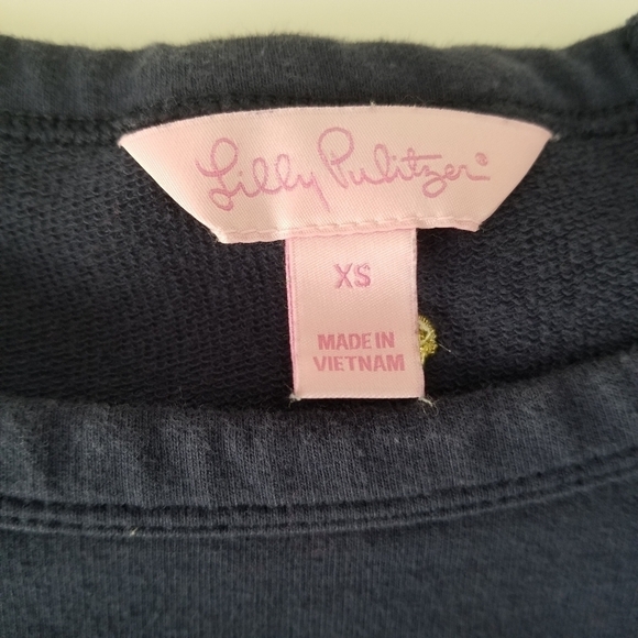 Lilly Pulitizer Navy Sweatshirt with Gold Embroidered Seahorse Size XS - Picture 4 of 12